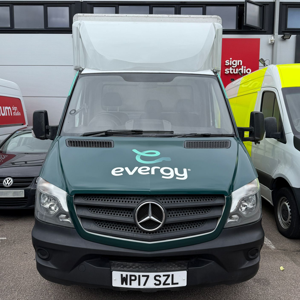 Evergy branded delivery van used for same-day solar panel and inverter supply in Bicester and surrounding Oxfordshire areas